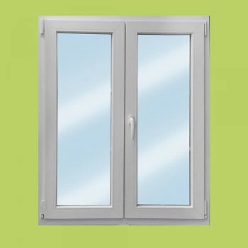 Zweiflügeliges VEKA Kunststofffenster in weiß, Breite 1300mm x wählbare Höhe), Dreh Kipp und Dreh Stulp Beschlag