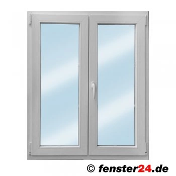 Zweiflügeliges VEKA Kunststofffenster in weiß, Breite 1900mm x wählbare Höhe), Dreh Kipp und Dreh Stulp Beschlag