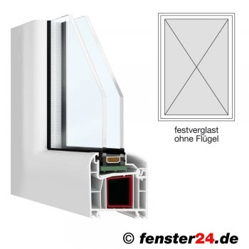 Kunststofffenster FeboBasic Breite 900mm x wählbare Höhe in weiß, feststehend ohne Flügel