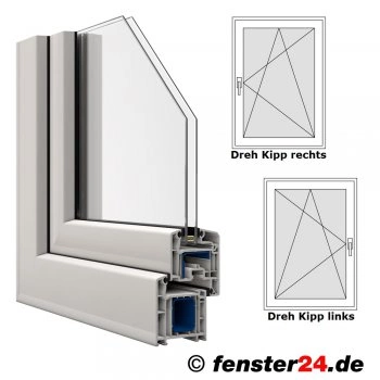 Veka Fenster in weiß, Breite 600 mm x wählbare Höhe, Dreh Kipp Funktion, Veka Kunststofffenster