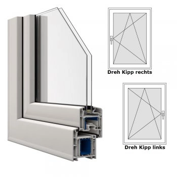 Veka Fenster in weiß, Breite 900 mm x wählbare Höhe, Dreh Kipp Funktion, Veka Kunststofffenster