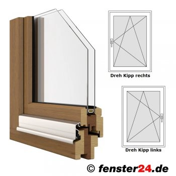 Holzfenster IV 68, Breite 760mm x wählbare Höhe, Dreh-Kipp Beschlag, Holzfenster weiß lackiert