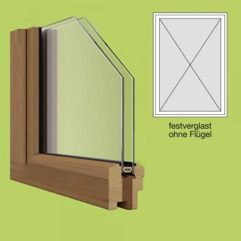 Holzfenster IV68, Breite 885mm x wählbare Höhe, festehend ohne Flügel, weiß lackiert