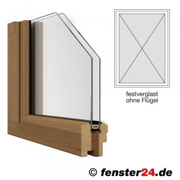 Holzfenster IV68, Breite 1385mm x wählbare Höhe, festehend ohne Flügel, weiß lackiert