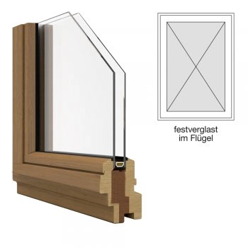 Holzfenster IV68, Breite 760mm x wählbare Höhe, festehend im Flügel, weiß lackiert