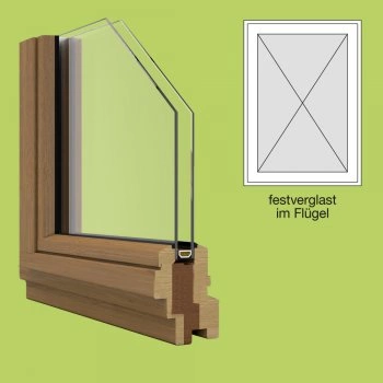Holzfenster IV68, Breite 885mm x wählbare Höhe, festehend im Flügel, weiß lackiert