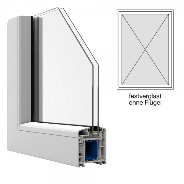 Veka Kunststofffenster Breite 1100mm x wählbare Höhe, feststehend ohne Flügel in weiß