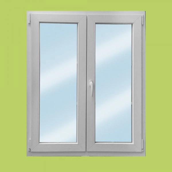 Zweiflügeliges VEKA Kunststofffenster in weiß, Breite 1200mm x wählbare Höhe), Dreh Kipp und Dreh Stulp Beschlag