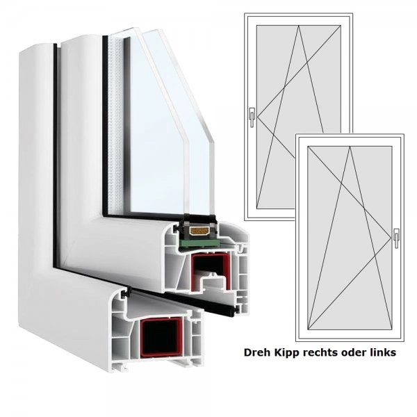 FeboBasic Terrassentür, Breite 1000 mm x wählbare Höhe, Dreh Kipp Funktion, Kunststoff Terrassentür in weiß