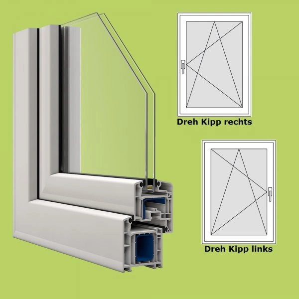 Veka Fenster in weiß, Breite 800 mm x wählbare Höhe, Dreh Kipp Funktion, Veka Kunststofffenster