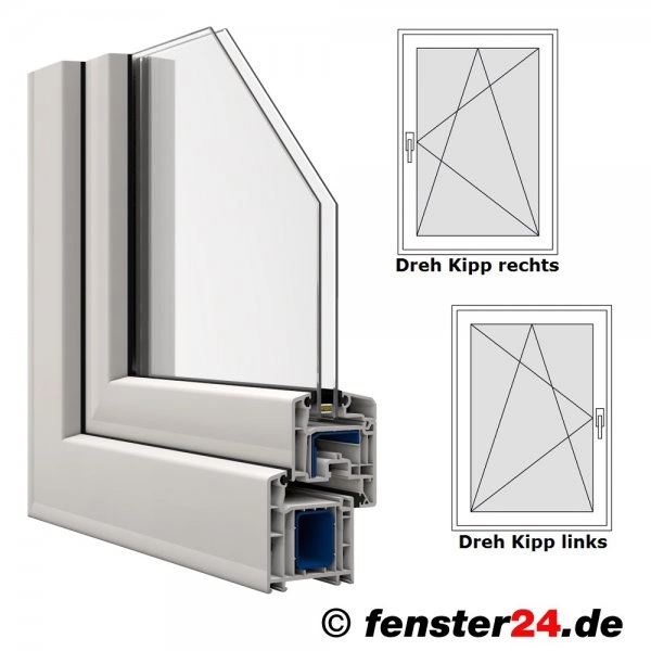 Dreh-Kipp-Links VEKA 70 AD PVC Fenster WinkHaus Glas 1,0 Weiß 
