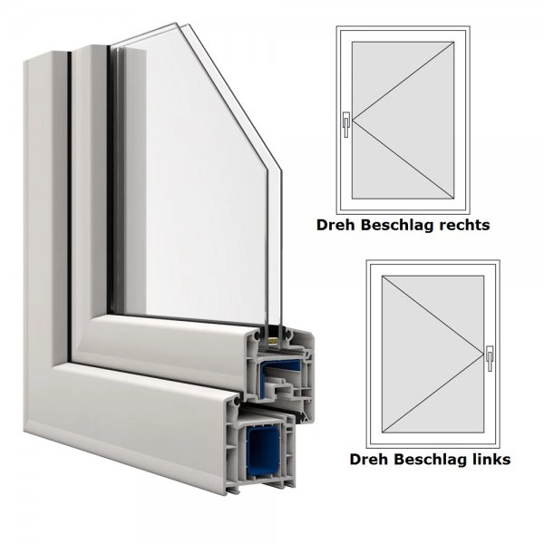 Veka Fenster in weiß, Breite 700 mm x wählbare Höhe, Dreh Funktion, Veka Kunststofffenster